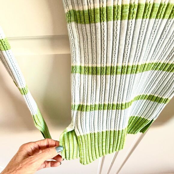 NWT Ramy Brook “Raya” Stripe Knit Button-front Sweater, in light blue and green - Picture 9 of 13